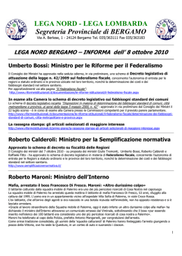 Informa 8 ottobre 2010 - LEGA NORD &ndash; Sezione B&egrave;rghem