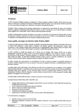 Obiettivi della Politica Health & Safety