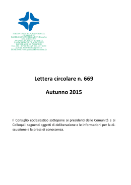 Lettera circolare n. 669 Autunno 2015
