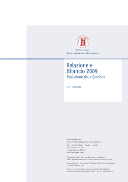 Relazione e Bilancio 2009 - Fondazione BAM