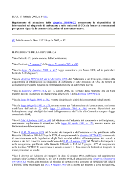 (1). Regolamento di attuazione della direttiva 1999/94/CE