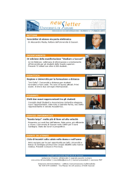 Newsletter n. 1 - Universit&agrave; degli Studi di Sassari