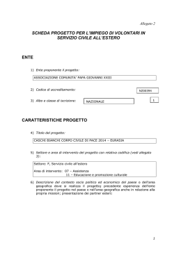 scheda progetto per l`impiego di volontari in servizio civile all`estero