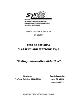 Il Blog: alternativa didattica - Universit&agrave; Ca` Foscari di Venezia