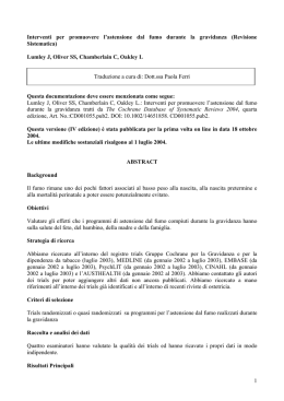 Interventi per promuovere l`astensione dal fumo durante la gravidanza