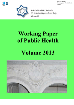 Working paper of Public Health, pubblicato sul sito web