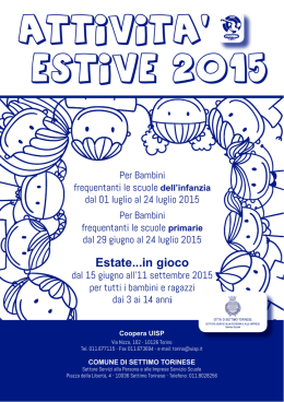 Scarica l`opuscolo informativo delle Attivit&agrave; estive per i bambini
