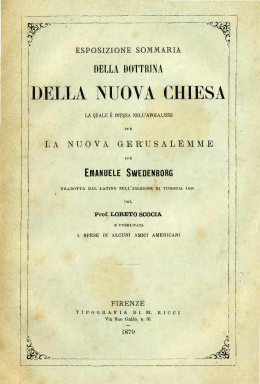 SWEDENBORG Emanuel, Esposizione sommaria della