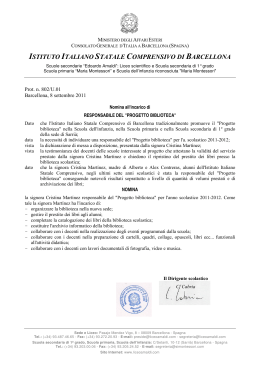 ISTITUTO ITALIANO STATALE COMPRENSIVO DI BARCELLONA