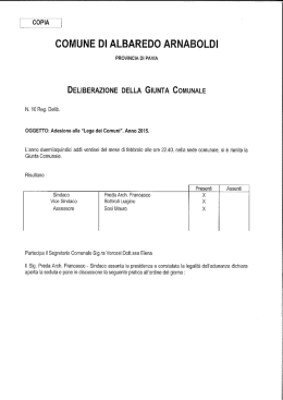 Adesione alla "Lega dei Comuni". Anno 2015.