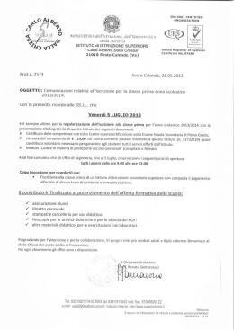 iscrizione classe prima - Istituto di Istruzione Superiore CA Dalla