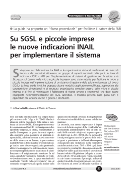Su SGSL e piccole imprese le nuove indicazioni INAIL per