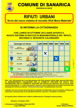 MANIFESTO AVVIO DEL NUOVO SISTEMA DI RACCOLTA RIFIUTI
