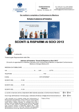 Scheda Sconti & Risparmi ai Soci 2013