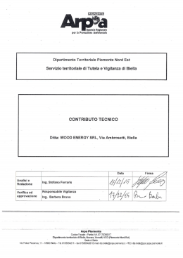 Contributo tecnico del Dipartimento ARPA