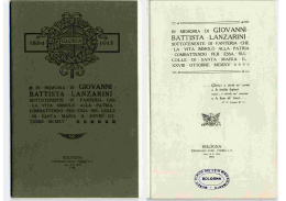 Opuscolo commemorativo in memoria di Giovan Battista Lanzarini