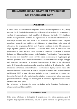 relazione sullo stato di attuazione dei programmi 2007