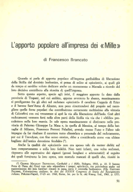 L`apporto popolare all`impresa dei &laquo;Mille