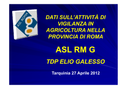 Dati sull`attività di vigilanza in agricoltura nella Provincia di Roma