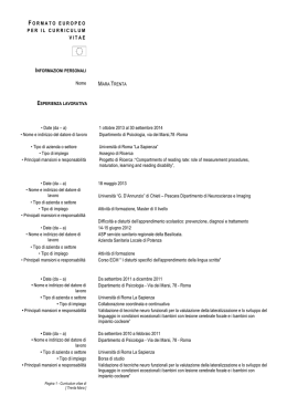 cv Mara Trenta - Dipartimento di Psicologia