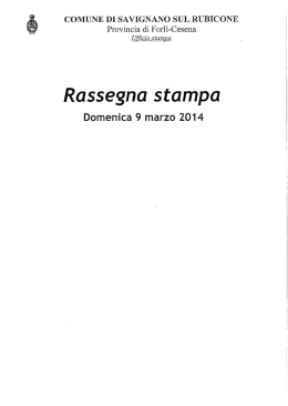 Rassegna stampa - Comune di Savignano sul Rubicone