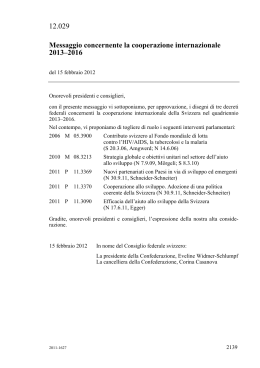 Messaggio concernente la cooperazione internazionale 2013