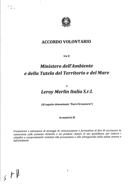 accordo volontario - Ministero dell`Ambiente