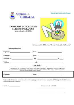 Modulo di iscrizione NIDO D`INFANZIA COMUNALE