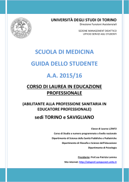 CORSO DI LAUREA IN EDUCAZIONE PROFESSIONALE