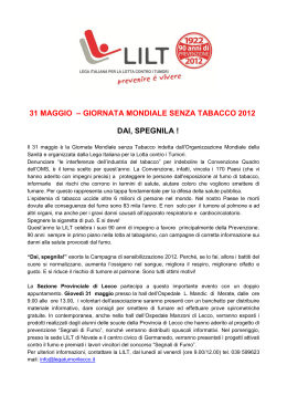 Comunicato Stampa - Lega Italiana per la Lotta contro i Tumori