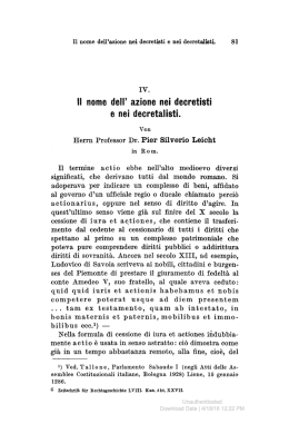 Il nome dell` azione nei decretisti e nei decretalisti.