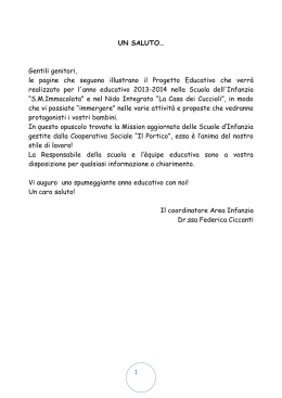 UN SALUTO&hellip; Gentili genitori, le pagine che seguono