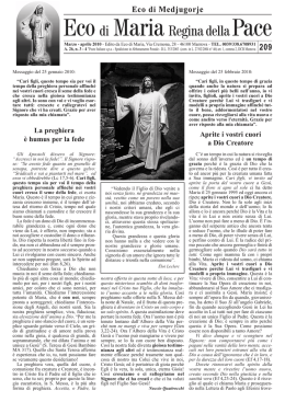 La preghiera &egrave; humus per la fede Aprite i vostri cuori a