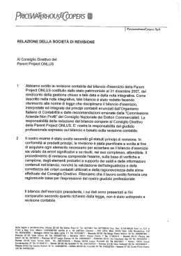 RELAZIONE DELLA SOCIETÀ DI REVESÌONE Al Consiglio Direttivo