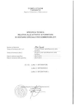 Specifica tecnica vestiario speciale completa di