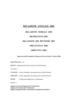 Relazione annuale 2003 - Associazione Piccoli Passi Per