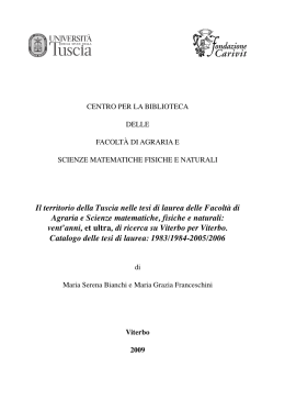 tesi tuscia agraria scienze - Unitus DSpace
