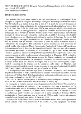 CV Mario Pagano - Ministero dei Beni e le Attivit&agrave; Culturali