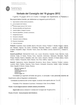 Verbale del Consiglio del 19 giugno 2012 - PediatriaNpi