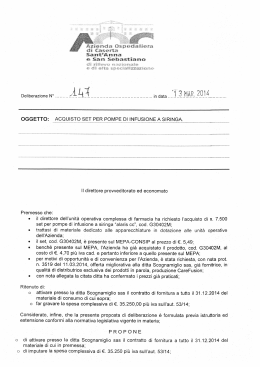 Deliberazione N” in data OGGETTO: ACQUlSTO SET PER POMPE