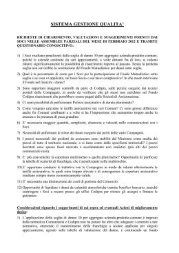 valutazioni e suggerimenti forniti dai soci nelle assemblee