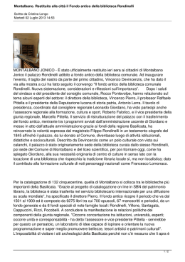 Montalbano. Restituito alla citt&agrave; il Fondo antico della biblioteca