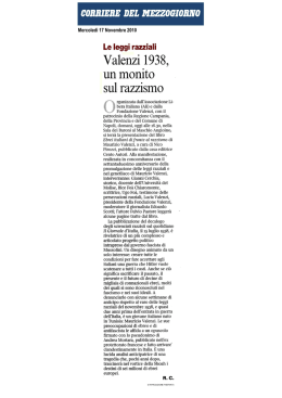 Valenzi 1938, un monito sul razzismo