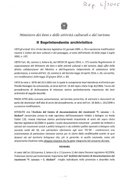 decreto - Soprintendenza archivistica per l`Emilia