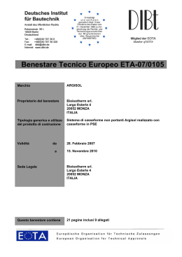 Benestare Tecnico Europeo ETA-07/0105