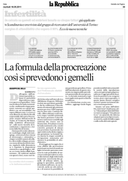 Infertilit  . La formula della procreazione cos   si prevedono i gemelli