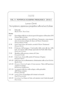 Lumen Christi Tra mysterium, esperienza e prospettive nella via