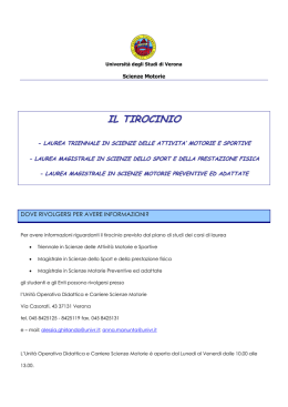 il tirocinio - Universit&agrave; degli Studi di Verona
