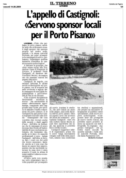 L`appello di Castignoli. Servono sponsor locali per il Porto Pisano