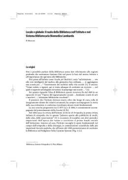 Locale e globale: il ruolo della Biblioteca nell`Istituto e nel Sistema